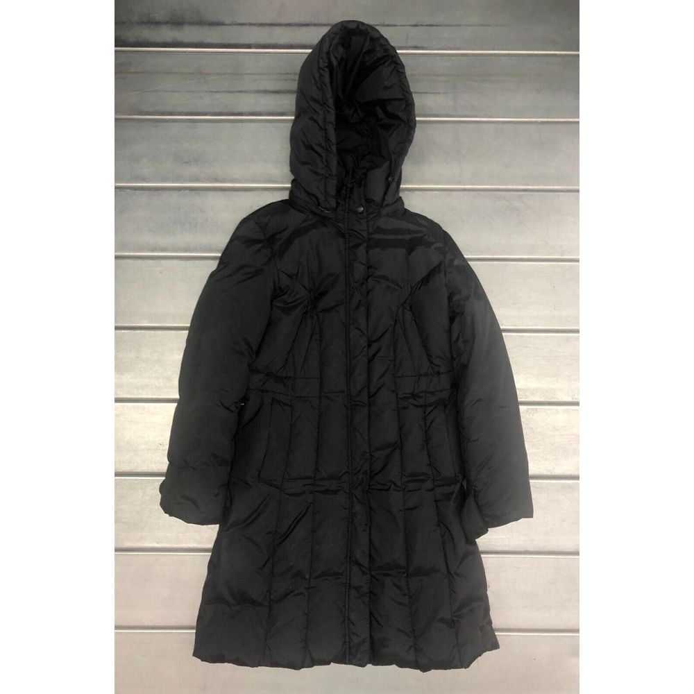 Cole Haan Down Puffer Jacket Womens Med Black Hoodie Full Zip Outdoor Gorpcore